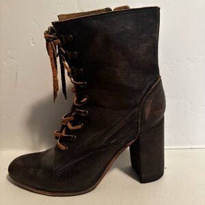 Freebird by Steven Brown Lace-Up Leather Heeled Ankle Boots